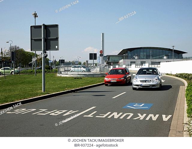 Traffic lanes painted for arrivals and departures at the Dortmund Airport, North Rhine-Westphalia, Germany, Europe