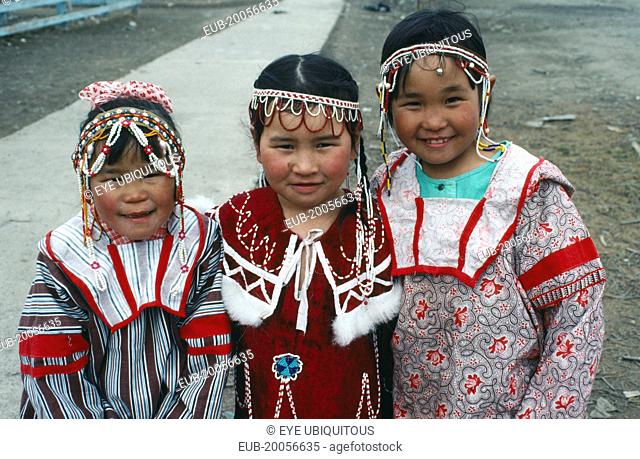 Chukchi girls dressed for Spring Festival Achai Vayam