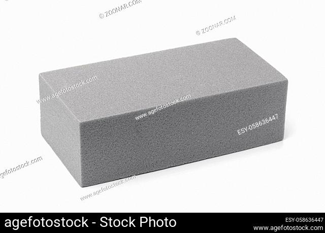 Gray dry floral foam brick isolated white