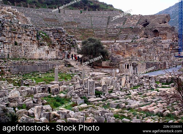 Ruins and theater in Ephesus, Turkey