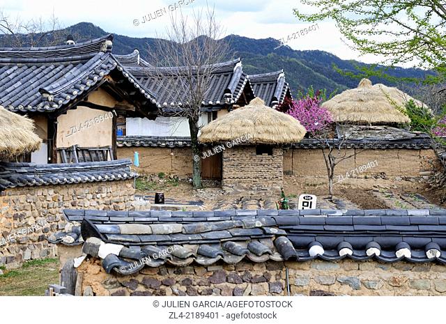 Street in the village. South Korea, North Gyeongsang Province (Gyeongsangbuk-do), Andong, Hahoe Folk Village