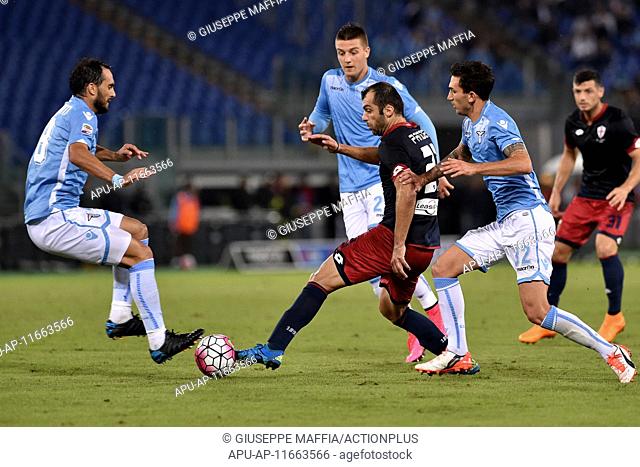 2015 Serie A Football Lazio v Genoa Sep 23rd. 23.09.2015. Rome, Italy. Serie A league football. Lazio versus Genoa. Goran Pandev is challenged by three players...
