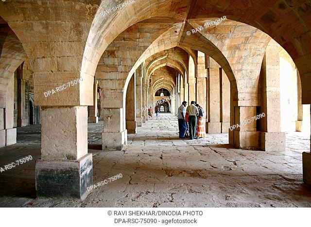 Pillars arches and hall of Jama Masjid , Mandu , Madhya Pradesh , India