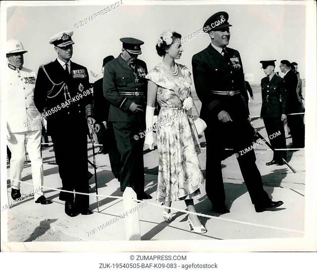 May 05, 1954 - The Queen And The Duke Returned With Children: H.M. The Queen and The Duke of Edinburgh arrived at Tobruk and were reunited - after five months-...