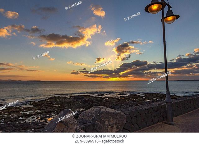 Spain Lanzarote Playa Blanca Sunset