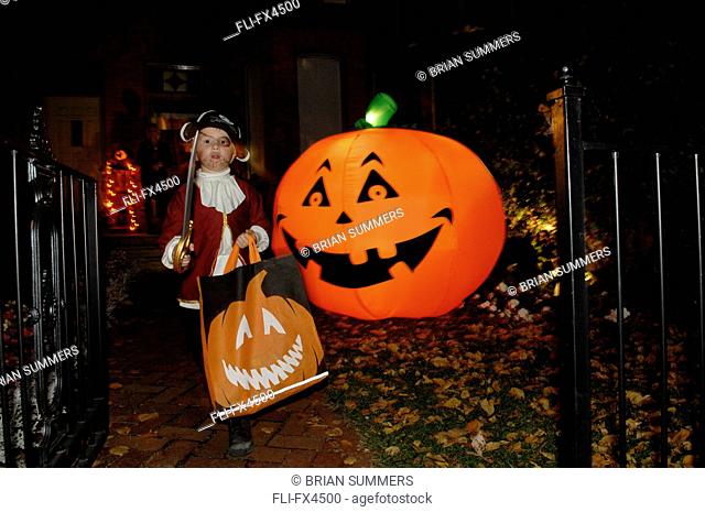 Boy Dressed in Pirate Costume for Halloween