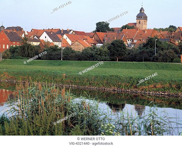 D-Witzenhausen, Werra, Hessisches Bergland, Hessen, Stadtansicht, Stadtpanorama, Kirche, Werrapromenade, Flusslandschaft D-Witzenhausen, Werra