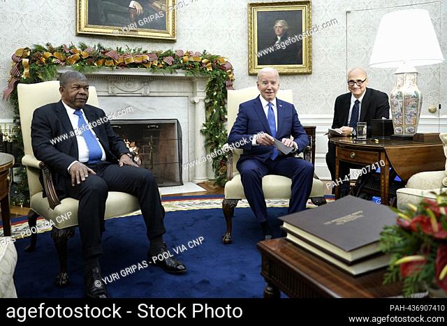 United States President Joe Biden meets with President of Angola Joao Manuel Goncalves Lourenco in the Oval Office of the White House in Washington