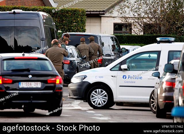 Illustration picture shows police at the site of a hostage at the Happy Day hotel in Wevelgem, Friday 20 October 2023. BELGA PHOTO KURT DESPLENTER