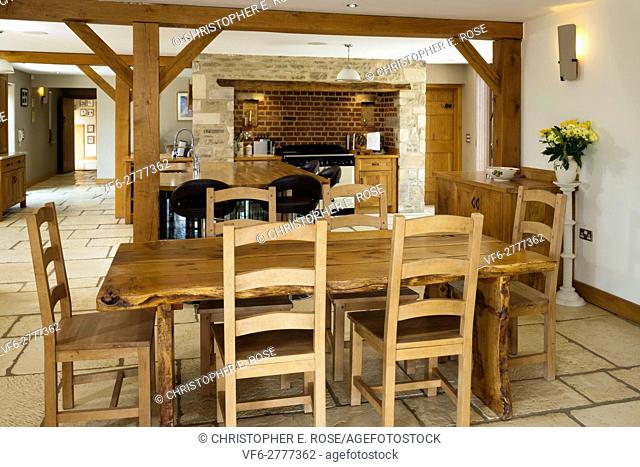 Barn Conversion Kitchen Stock Photos, Dining Room To Kitchen Conversion Tables