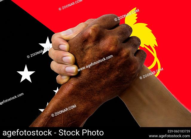 Flag of Papua New Guinea, intergration of a multicultural group of young people
