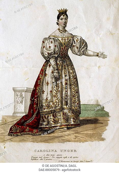 Portrait of Caroline Unger (1803-1877) in I Normanni a Parigi (The Normans in Paris), opera by Saverio Mercadante (1795-1870)