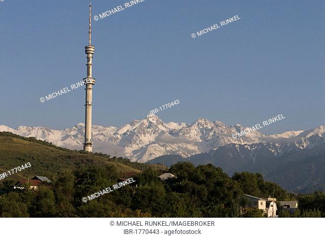 Television tower of Almaty, Altai Mountains at the back, Kazakhstan, Central Asia