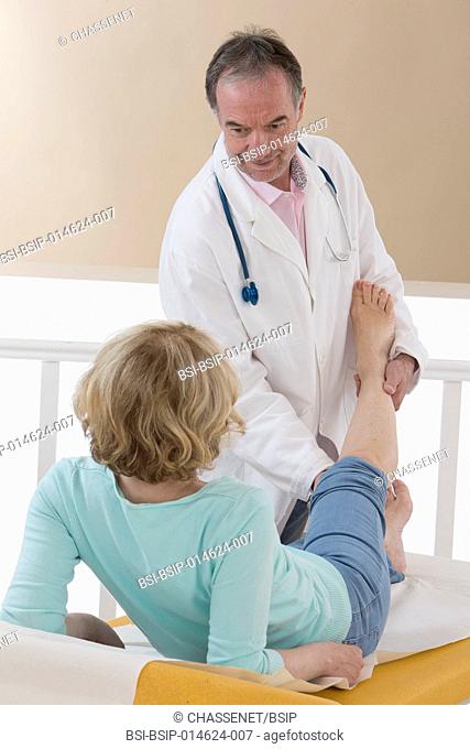 Doctor examining a patient's leg