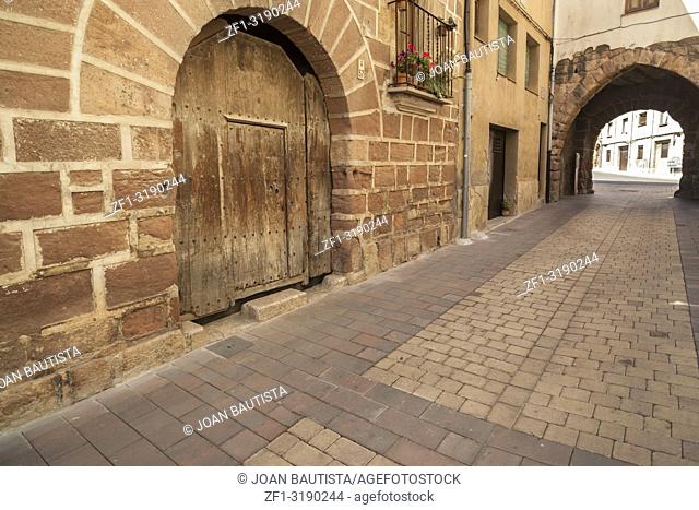 Ancient street, village view in Alcover, province Tarragona, Catalonia, Spain