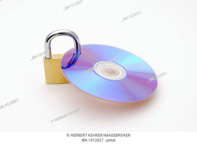 Lock, CD, DVD, symbolic picture for bank secrecy, data safety