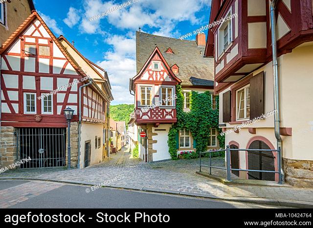Historic old town of Meisenheim am Glan, half-timbered manor house in Hammelsgasse, well-preserved medieval architecture in the northern Palatinate highlands