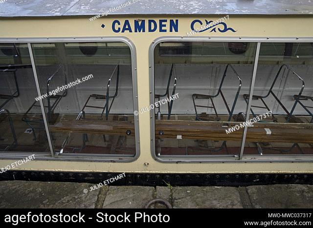 Canal boats for tourists in the world famous Camden Market not operating due to lockdown to prevent the spread of the Coronavirus pandemic in London, England