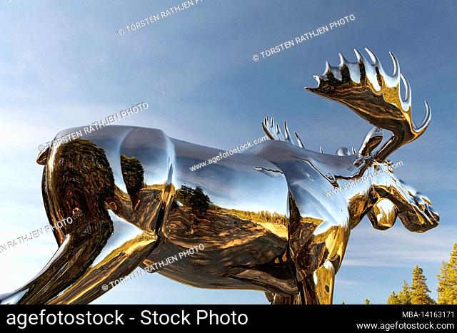 large metal elk, work of art, ã˜sterdalen, central norway