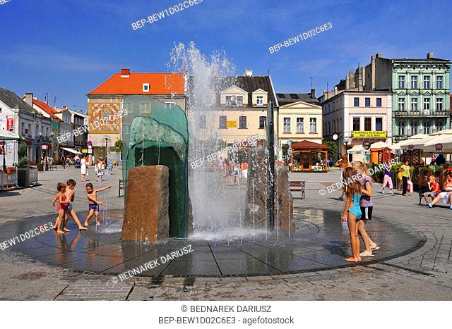 Fountain in the Market Square. Inowroclaw, Kuyavian-Pomeranian Voivodeship, Poland
