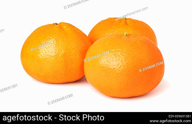 Ripe mandarines isolated on white background