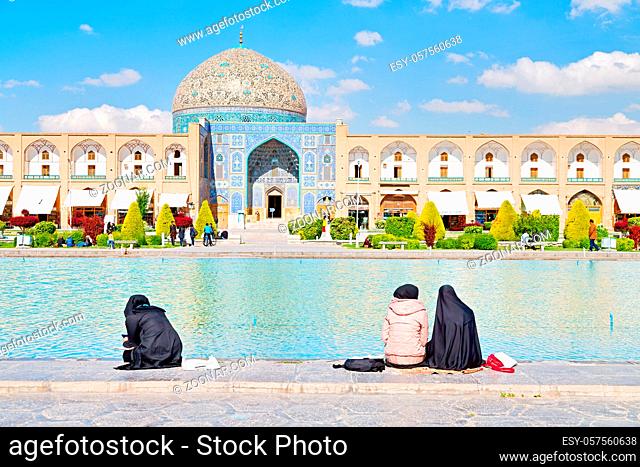 blur in iran  the old square of isfahan prople garden tree heritage tourism and mosque