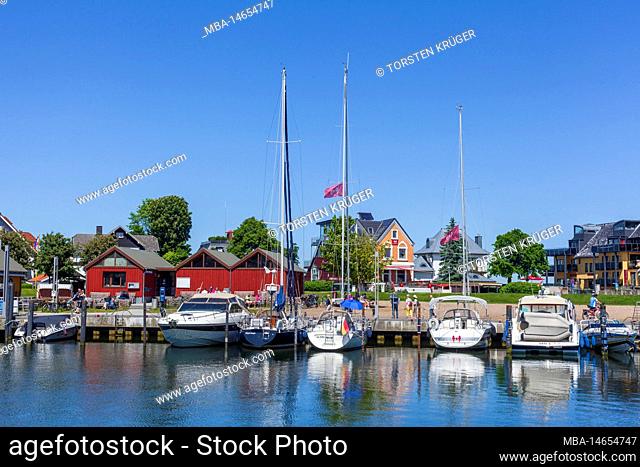 Fishing boats in the harbor, Niendorf, Timmendorfer Strand, Lübeck Bay, Baltic Sea, Schleswig-Holstein, Germany, Europe