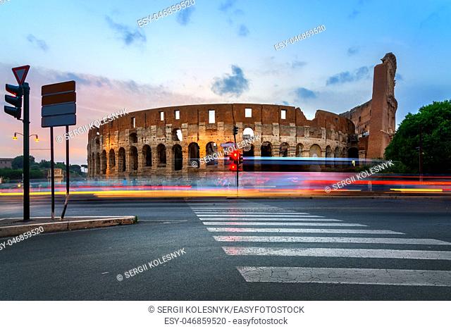 Ancient Colosseum in Rome near the Roman Forum