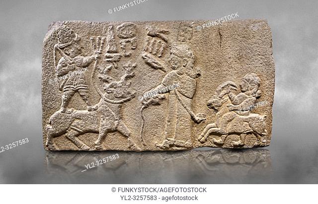 Aslantepe Hittite relief sculpted orthostat stone panel. Limestone, Aslantepe, Malatya, 1200-700 B. C. Anatolian Civilisations Museum, Ankara, Turkey