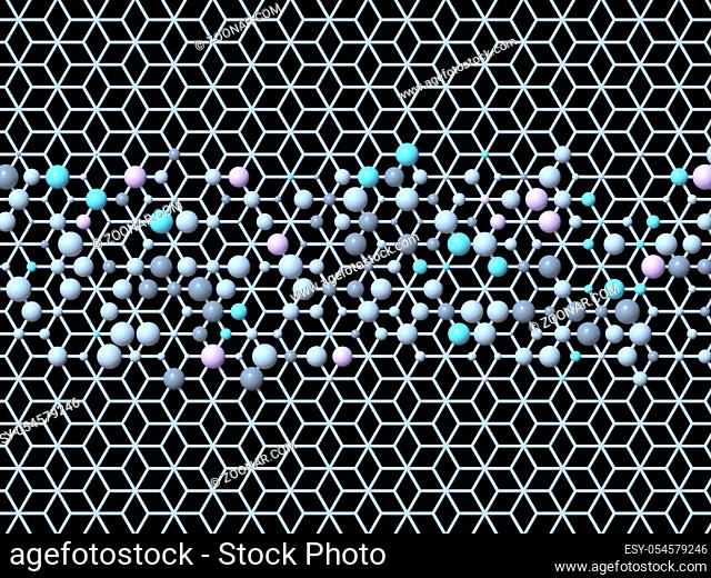 Abstract geometric four pastel color Small rhombus line made of spheres background 3D render illustration
