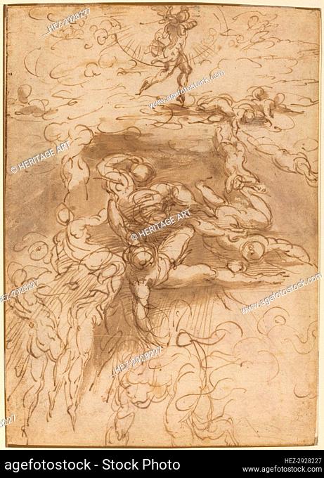 The Fall of the Rebel Angels [recto], c. 1524/1527. Creator: Parmigianino