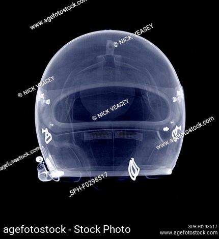 Motorcycle helmet from front, X-ray