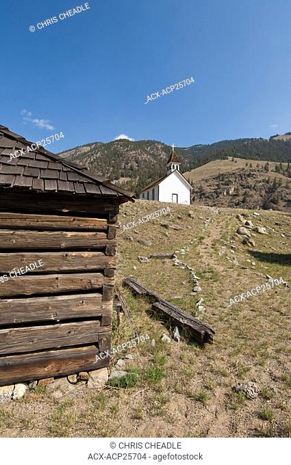 St. Anne's church on the Upper Similkameen Indian Reserve is a well-known site east of Hedley on Highway 3, British Columbia, Canada