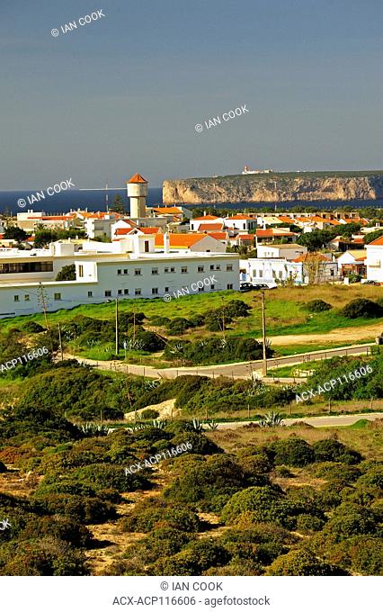 Sagres town with Cape Saint Vincent, Algarve, Portugal