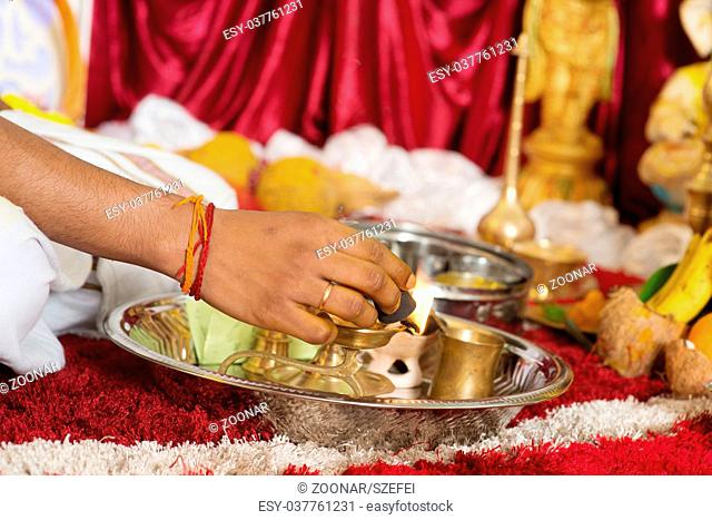 Traditional Indian religious praying ceremony