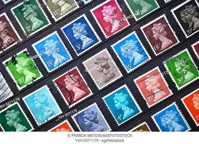 British postage stamps representing the queen Elizabeth II