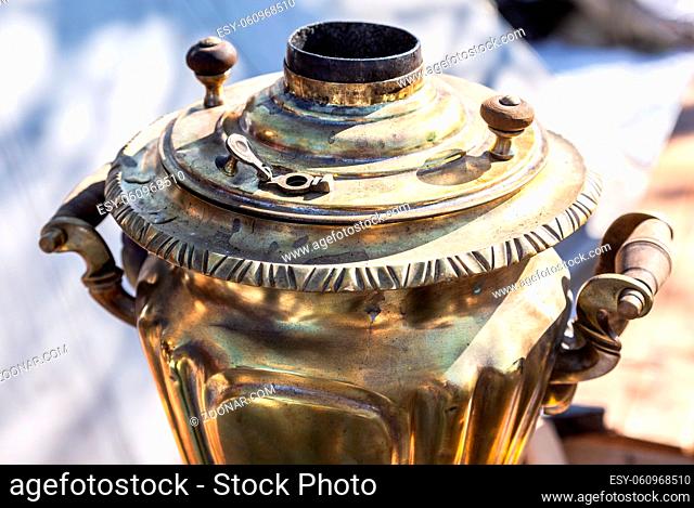 Old Russian traditional samovar for tea ceremony