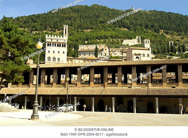 Image of the Loggia dei Tiratori in Gubbio, Umbria, Italy