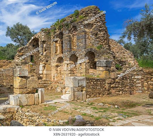 Library, ruins of ancient Nysa on the Maeander, Aydin Province, Turkey