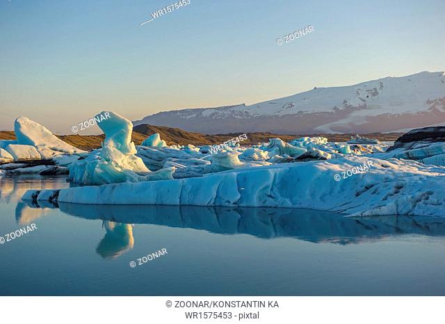 Floating icebergs in Jokulsarlon Glacier Lagoon, Iceland