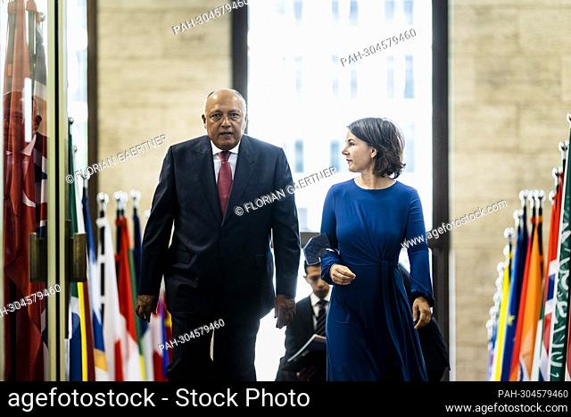 (RL) Annalena Baerbock (Alliance 90/The Greens), Federal Foreign Minister, and Sameh Shoukry, Foreign Minister of Egypt, photographed as part of the Petersberg...