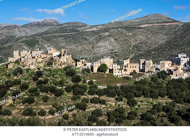 The stone tower houses of the village of Vathia in the Deep Mani, Southern peloponnese, Greece