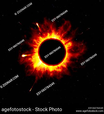 An illustration of a strange space star eclipse explosion