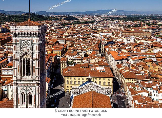 Giotto's Bell Tower and The City of Florence, Tuscany, Italy