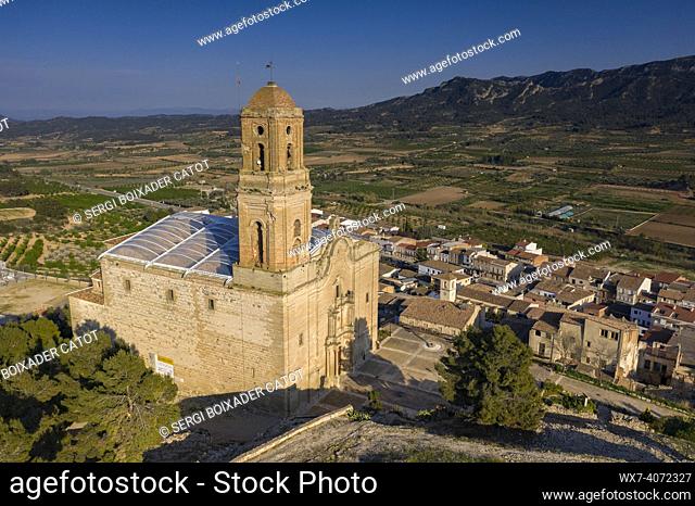 Aerial view of the Corbera d'Ebre old town (Poble Vell in catalan) which was destroyed during the Battle of the Ebro, in the Spanish Civil War (Corbera d'Ebre