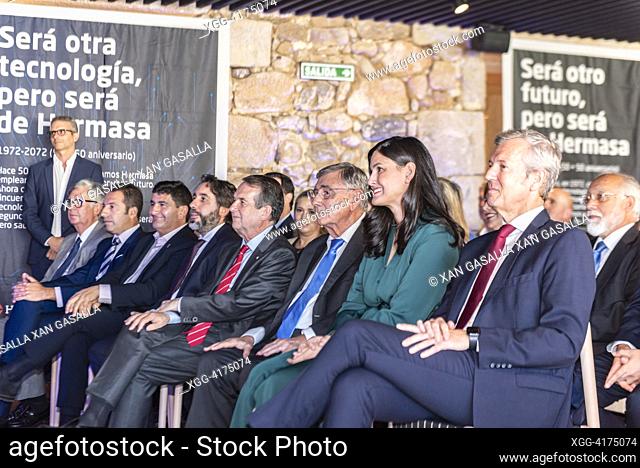 Political and business act of the 50th anniversary of Ermasa. attended by the president of the xunta de Galicia. from right to left