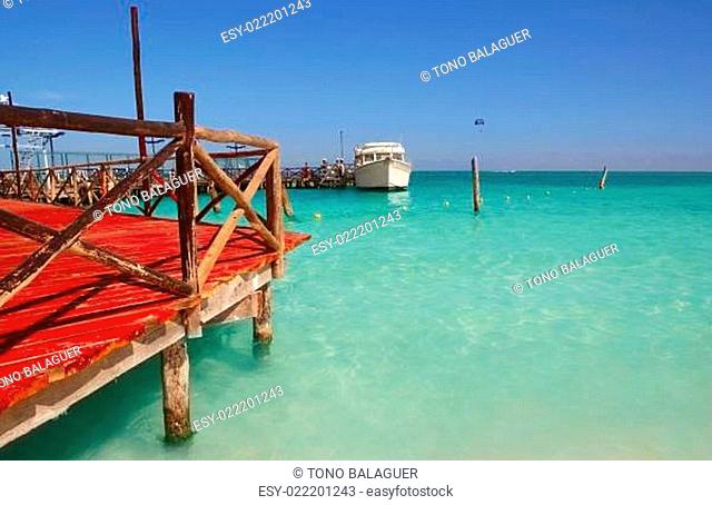 caribbean sea wooden dock mooring