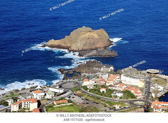 aerial view of the city Porto Moniz island of Madeira, Portugal, Europe