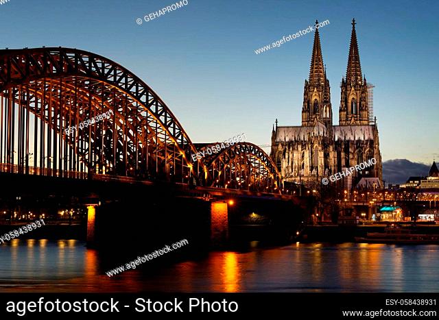 view of cologne over the rhine to cologne cathedral