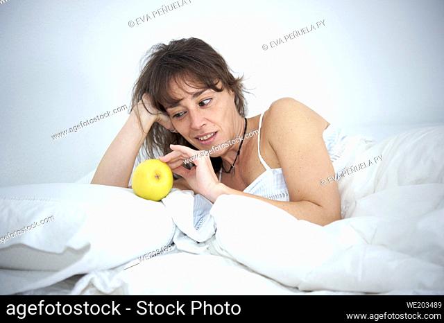 Woman waking up in the morning